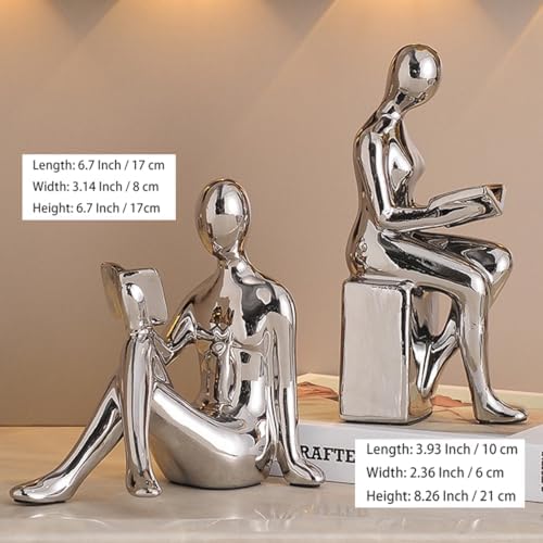 Silver Ceramic Bookends Decorative Pair