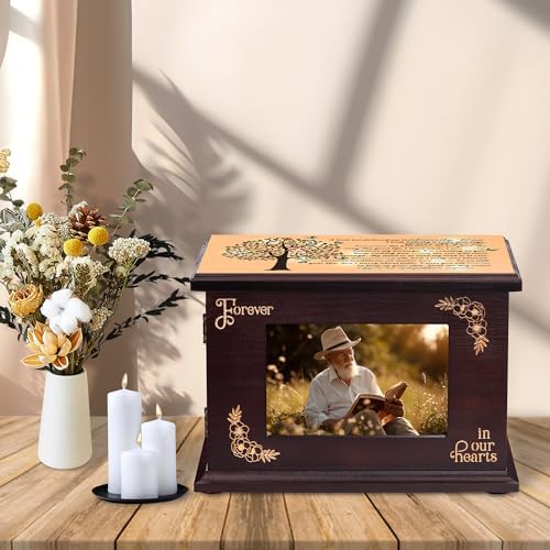 PREKIAR Wooden Cremation Urn with Photo Frame
