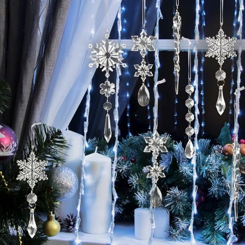 18pcs Crystal Christmas Ornaments Set for Tree Decorations