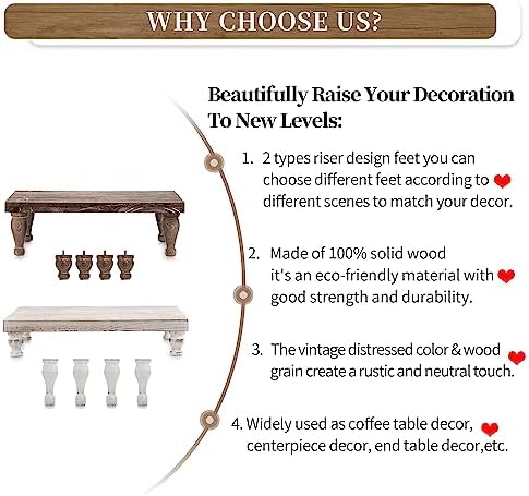Hanobe Wooden Riser Decorative Tray with Farmhouse Style