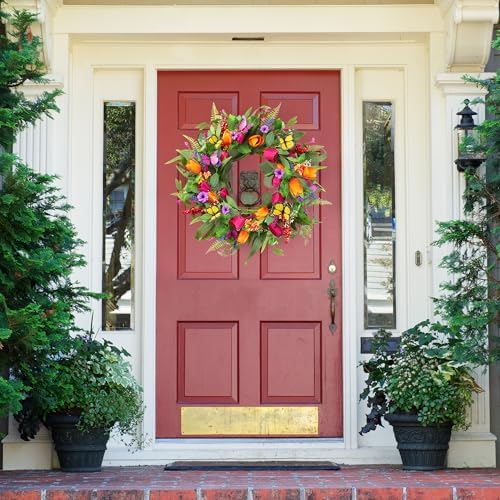 Sggvecsy 22 Inch Spring Summer Wreath Wall Decor