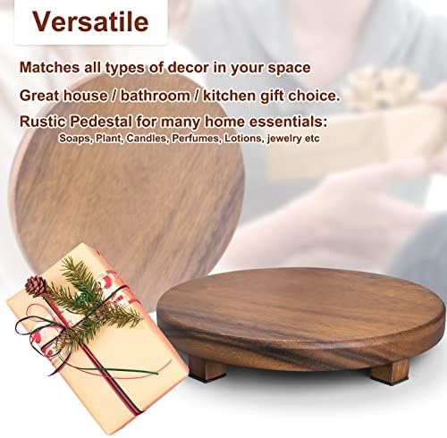 Walnut Wood Pedestal Stand for Kitchen Counter and Decor