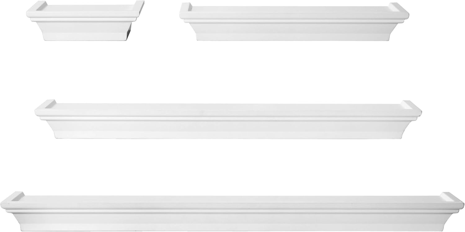 Melannco Arlington Floating Wall Shelves Set of 4 White