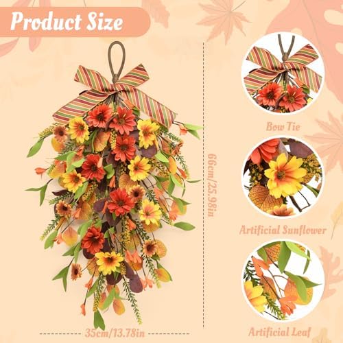 Fall Sunflower Swag Decorations 2Pcs Artificial Home Decor