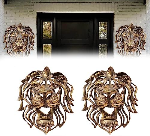 LEVDRO Gold Lion Head Wall Sculpture 2Pcs