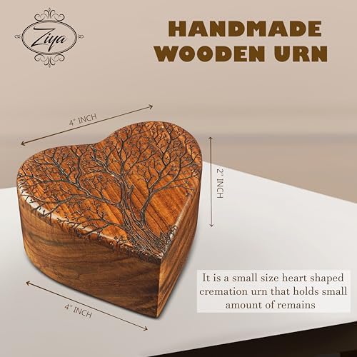Ziya Wooden Heart Keepsake Tree Urn