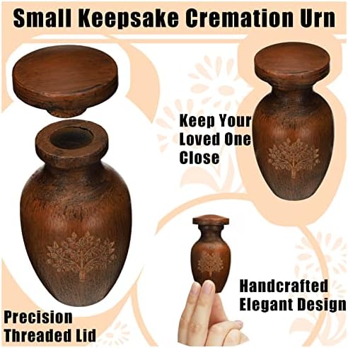Chunful Mini Wooden Cremation Urn 315 Inch Keepsake Urn for Human Ashes