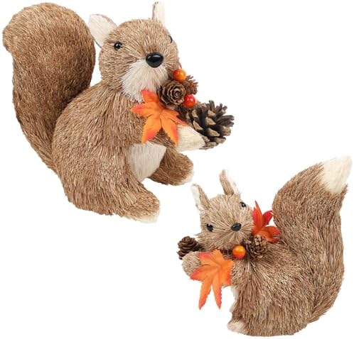 Winemana Set of 2 Fall Table Decor Squirrels