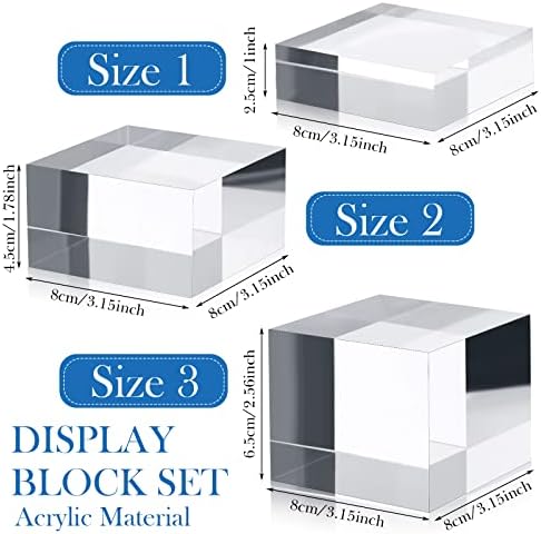 Geelin 3 Pcs Acrylic Square Display Blocks for Jewelry Perfume Collection