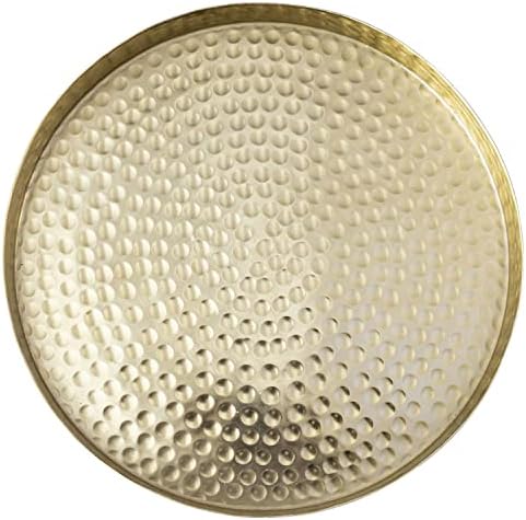 MyGift 11 Inch Hammered Brass Decorative Tray