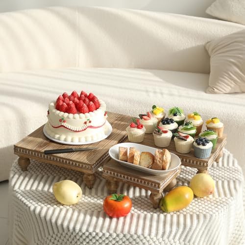 SwallowLiving Wooden Riser Set of 3 Natural