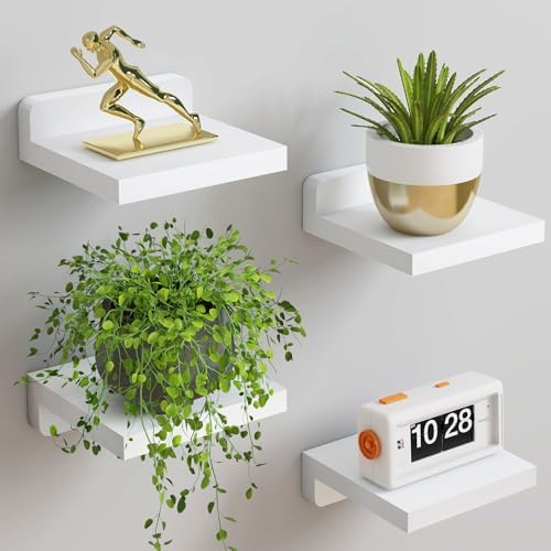 Fixwal Floating Shelves Set of 4 White 5x5 Inches