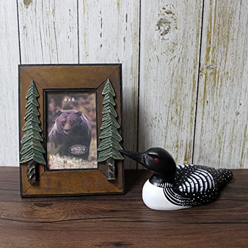 CVHOMEDECO Primitives Hand Engraved Wood Loon Farmhouse Figurine Decor