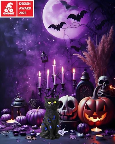 Black Cat Halloween Decor with LED Lights