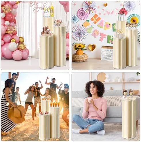 3 Pack Cylinder Pedestal Stands for Party Decor