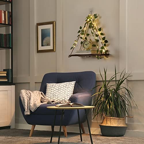 Forest Angle 2-Piece Floating Wall Shelf with Green Leaf Design