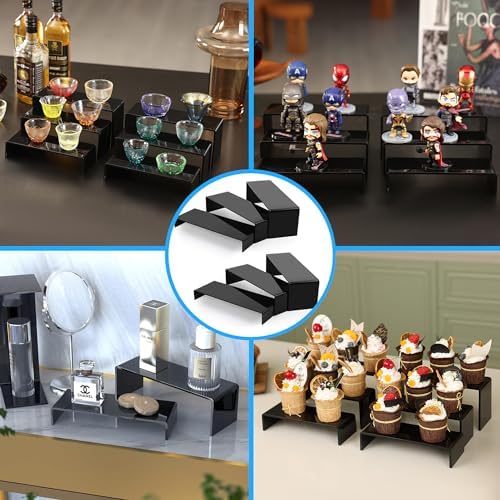 Goabroa Black Acrylic Display Risers 3 Tier 2 Set