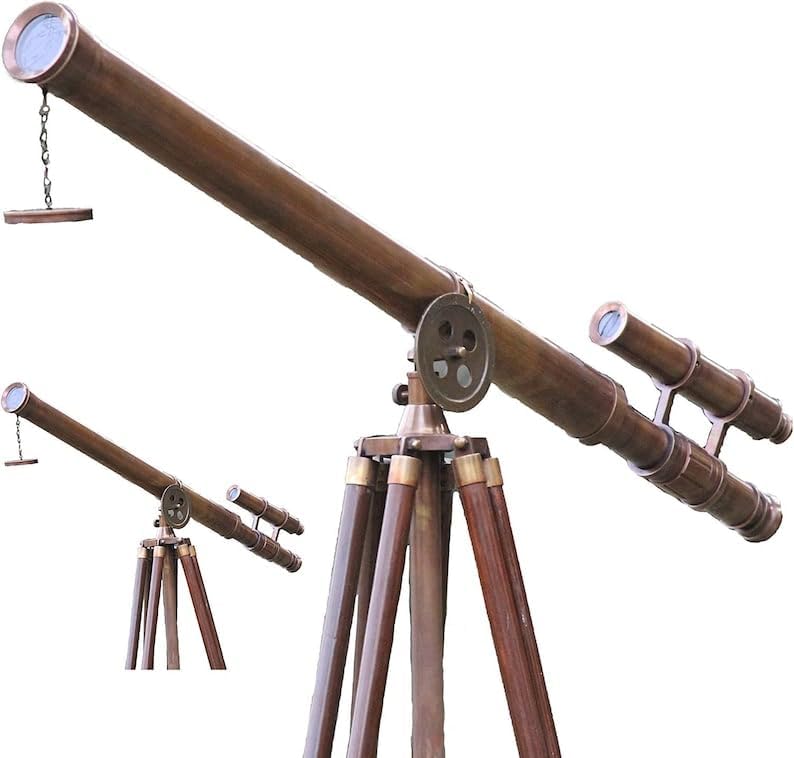 Nautical Brass Double Barrel Telescope with Tripod