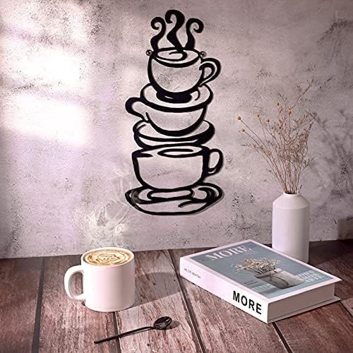 Black Coffee Cup Metal Wall Art Farmhouse Decor