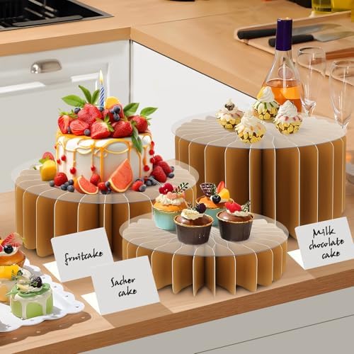 Buffet Risers Set - 4 Cylinders 4 Acrylic Plates 10 Table Signs