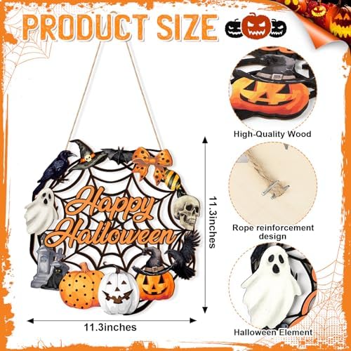 Sophena Halloween Decor Wooden Ghost Door Wreath