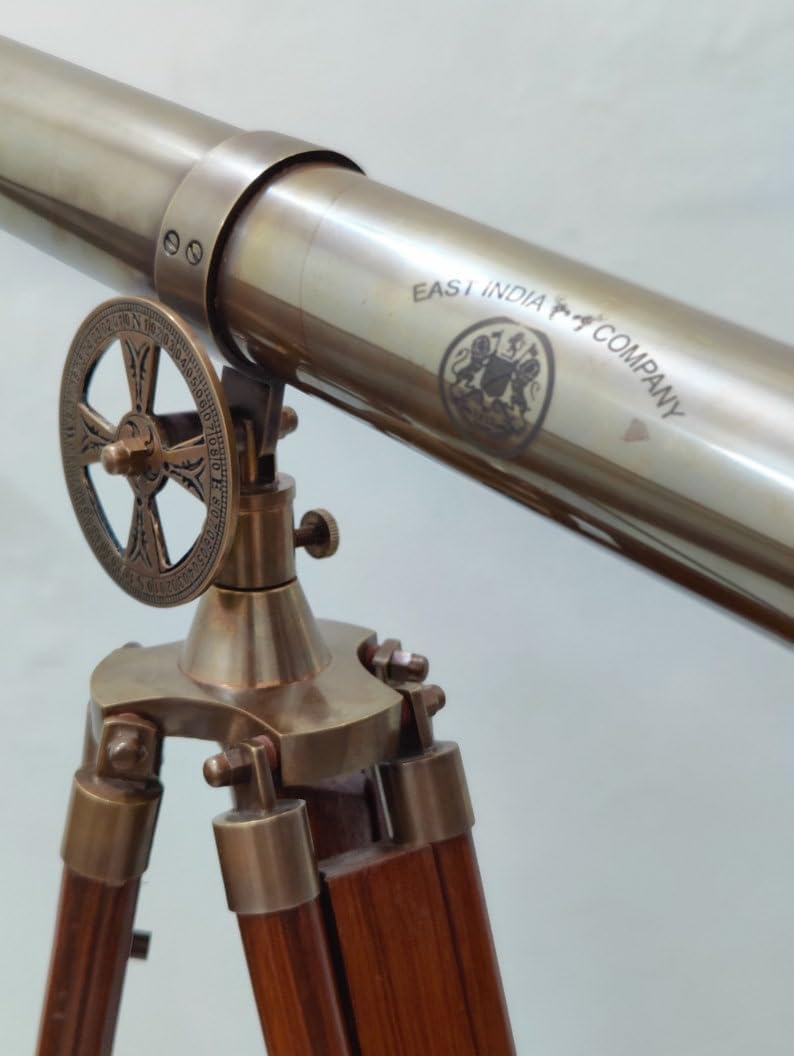 Nautical Antique Brass Telescope with Stand