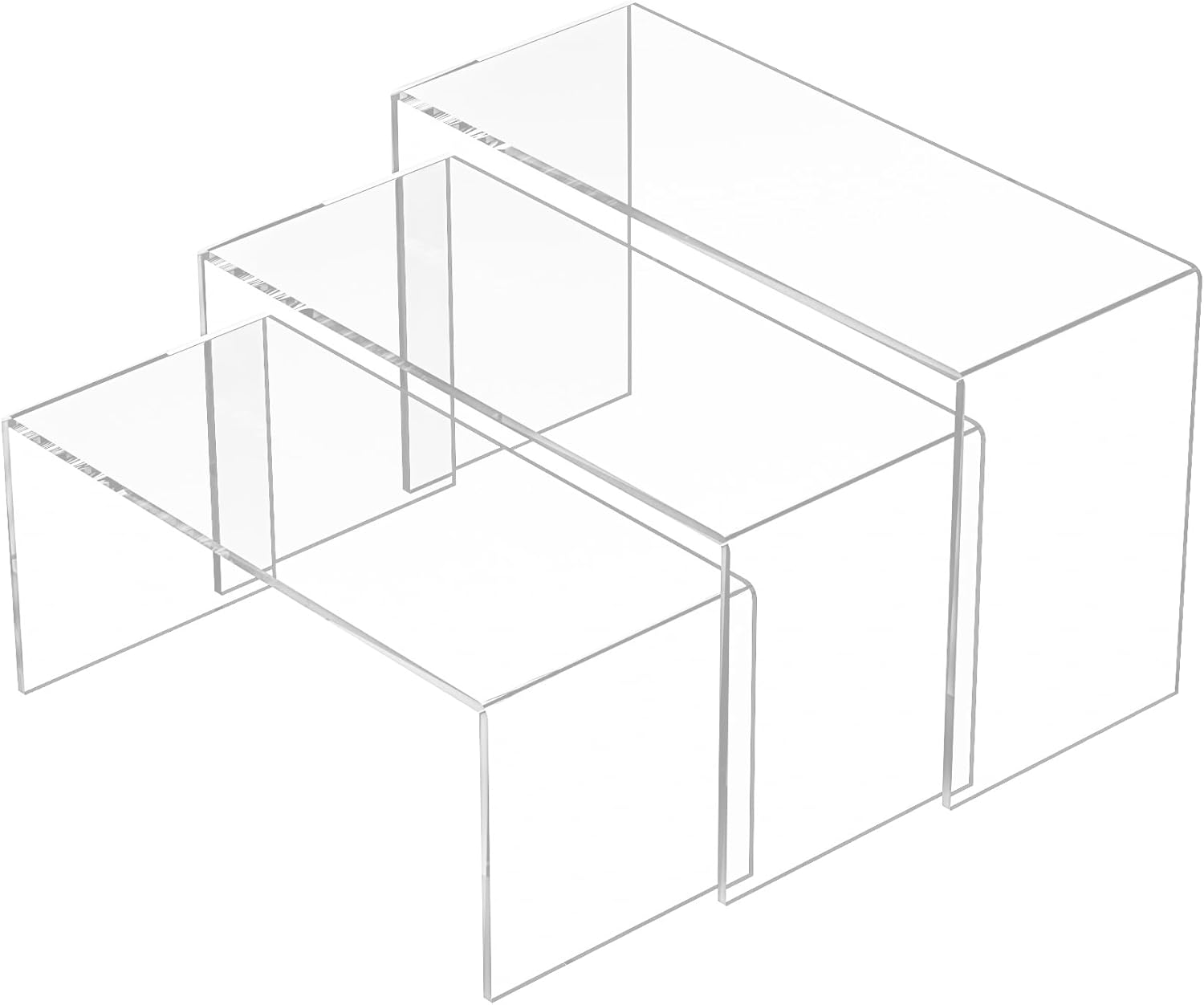 3pcs 9x95x10 Inch Clear Acrylic Display Risers Shelf