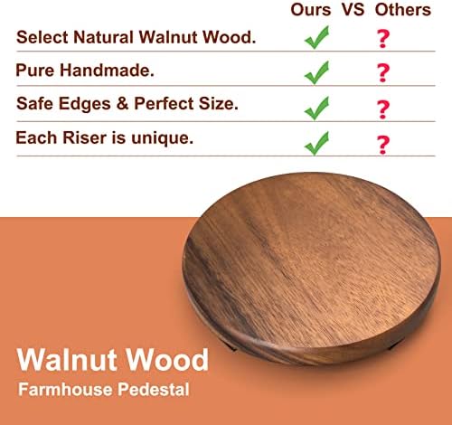 Walnut Wood Pedestal Stand for Kitchen Counter and Decor