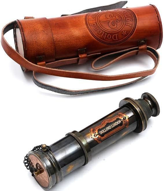 Vintage 1920 Brass Telescope with Leather Case