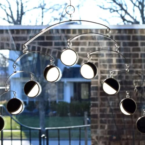 Unique Art Moon Stained Glass Hanging Mobile 16 Inch