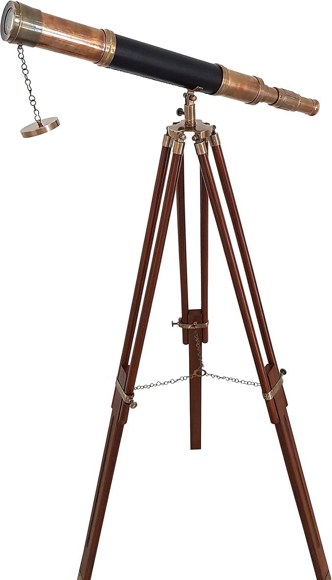 Antique Telescope with Tripod for Home Office Decor