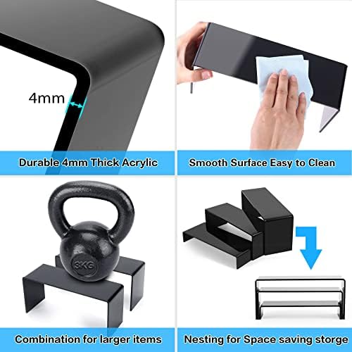 Goabroa Black Acrylic Display Risers 3 Tier 2 Set