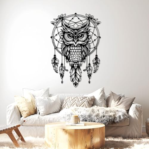 SZI Owl Dreamcatcher Metal Wall Art 24x16 Inch