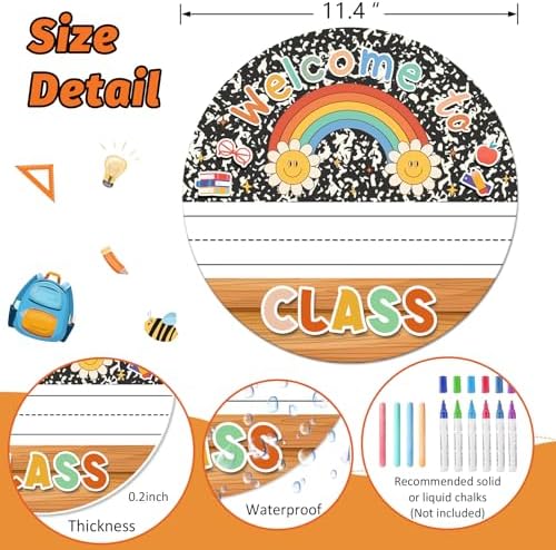 Welcome Classroom Door Sign with Rainbow Design
