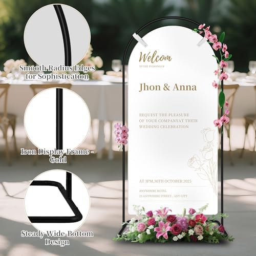 Wedding Welcome Sign Stand Holder - Adjustable Metal Easel