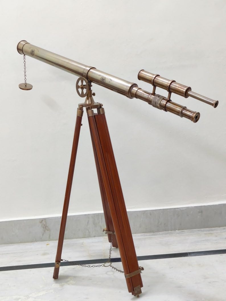 Nautical Antique Brass Telescope with Stand