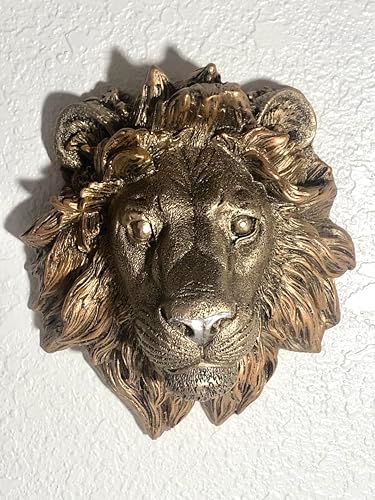 Decorative Lion Head Wall Sculpture Bronze Finish