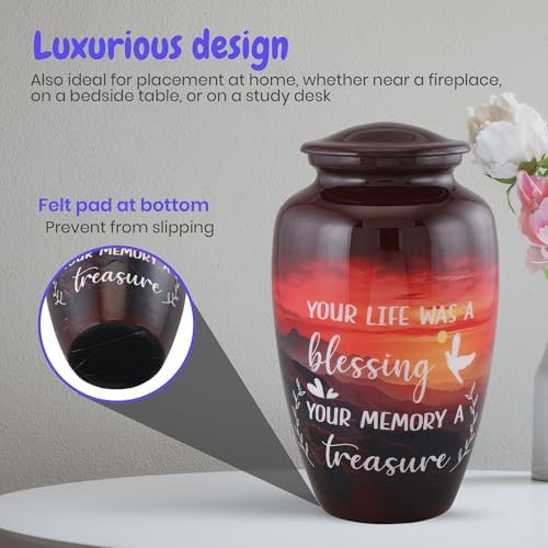 Handcrafted Cremation Urn for Adult Human Ashes 200 cu in Capacity