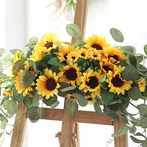DCQRY Artificial Sunflower Swag with Eucalyptus