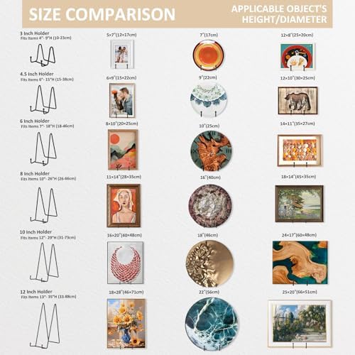 12 Inch Oversized Plate Display Stand - 2 Pack Black Metal Easel