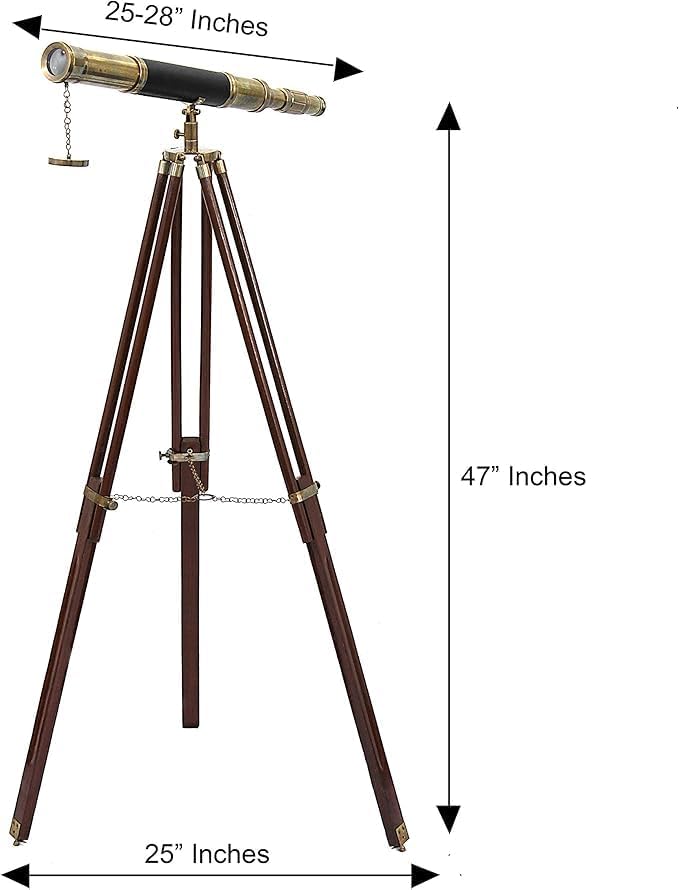 Antique Telescope with Tripod for Home Office Decor