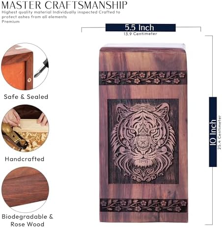 KARYLIZ Tiger Wood Cremation Urn 10 Inch