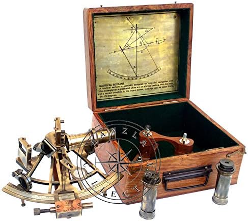 Maritime Brass Henry Barrow Sextant With 2 Telescopes