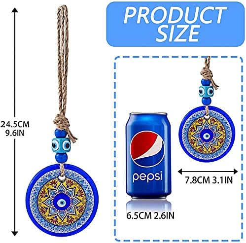 YU FENG Large Turkish Nazar Evil Eye Mandala Glass Bead Wall Hanging Ornament