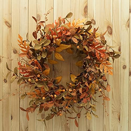 Artificial Fall Wreath for Front Door Autumn Decor