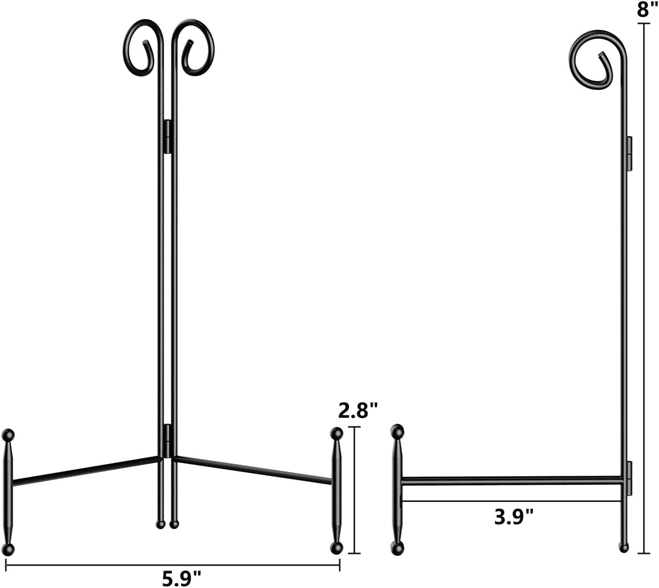 Black Iron Plate Stand for Display 8 Inch 1 Pack