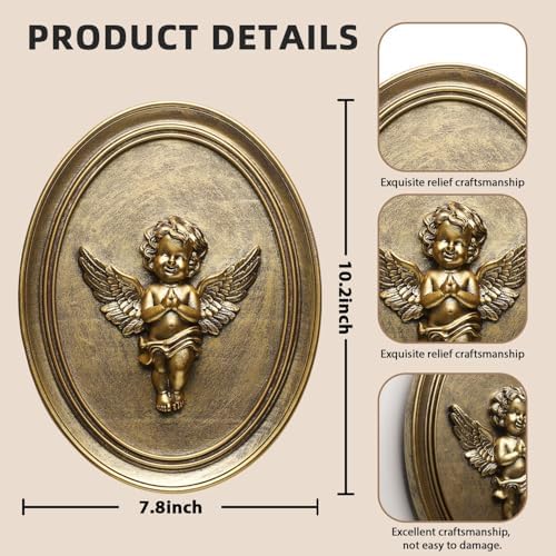Vintage Cherub Wall Sculpture with Embossed Design