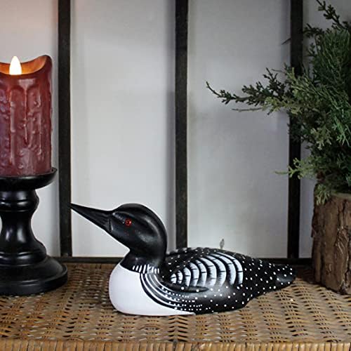 CVHOMEDECO Primitives Hand Engraved Wood Loon Farmhouse Figurine Decor