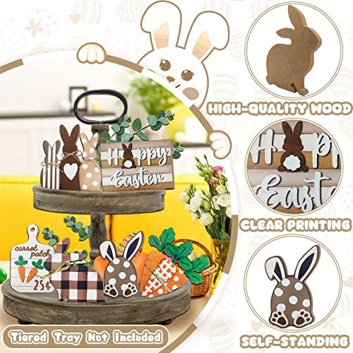 Easter Bunny Tiered Tray Decor Set 6 Pcs