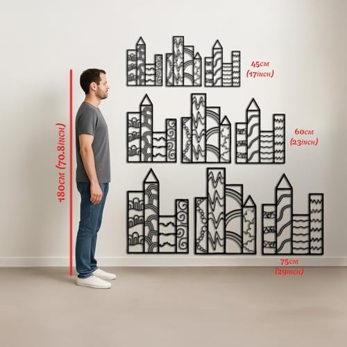 BONPERLA Dreamland Wall Art Modern Metal Cityscape Skyscraper Design